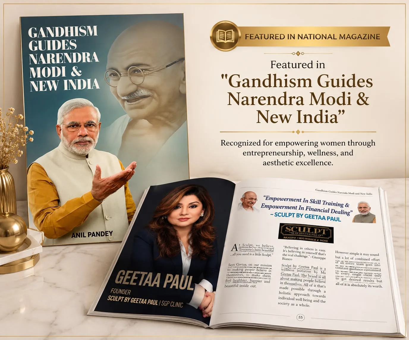 National magazine feature on Geetaa Paul in Gandhism Guides Narendra Modi & New India