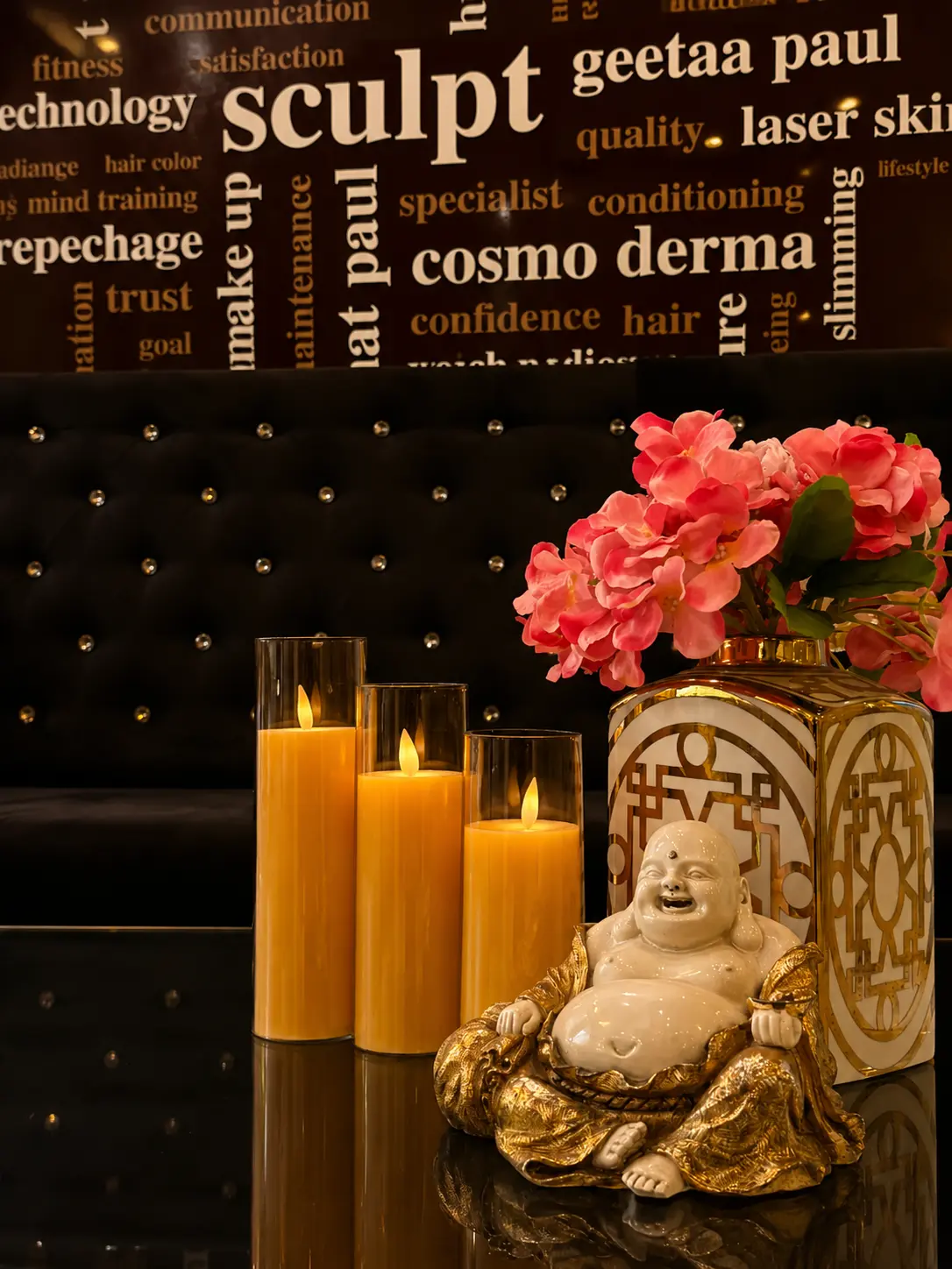 Signature candles and detailing in the lounge